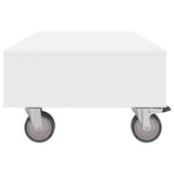 Side Table with Wheels White 90 x 50 x 30 cm Engineered Wood 891016