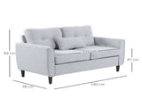 2 Seater Sofa with Spring Cushion, Fabric Sofa with Wooden Legs, Modern Love Seat for Living Room, T3398P344487
