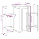 3 Piece Bar Set White Solid Wood Pine 3124733