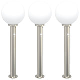 Bollard Lights with Sensor 3 pcs 80 cm Stainless Steel IP44 4006100