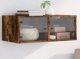 Wall Cabinet with Glass Doors Smoked Oak 68.5x37x35 cm 836505