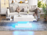 High-gloss Coffee Table with 2 drawers, LED lights, Modern Centre Table, Sofa Side Table, Tea Table N605P374205W