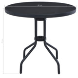 Garden Table Black Powder coated steel 80 cm Durable 47253