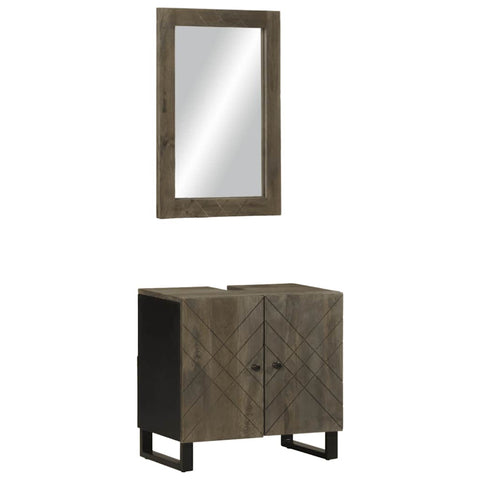ZNTS 2 Piece Bathroom Furniture Set Black Solid Wood Mango 3310000
