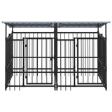 Outdoor Dog Kennel with Roof Steel 3.75 m 3124589