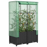 Raised Bed with Greenhouse Cover Rattan Look 80x40x138 cm 4015814