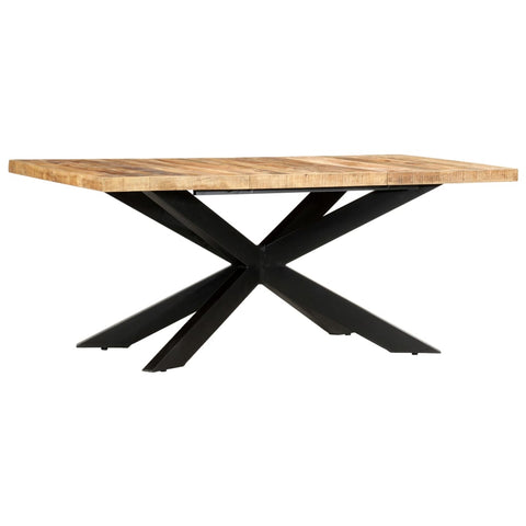 ZNTS Dining Table 180x90x76 cm Solid Rough Mango Wood 285963