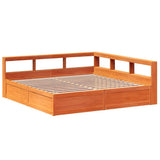 Bookcase Bed without Mattress Wax Brown 200x200cm Solid Wood Pine 3324450