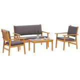 Garden Sofa Set with Cushion 4 pcs Brown Solid Acacia wood 3325228