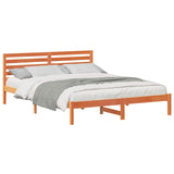 Bed Frame with Headboard Wax Brown 160 x 210 cm Solid Pine Wood 872316