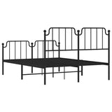 Metal Bed Frame without Mattress with Footboard Black 150x200cm 373907