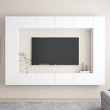 8 Piece TV Cabinet Set White Engineered Wood 3078670