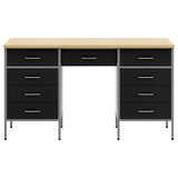 Work Cabinet with Drawer 3 pcs Black Engineered Wood and Steel 3321376