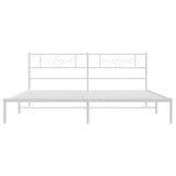 Bed Frame White Powder-Coated Steel Double Bed Frame 355321