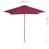 Garden Parasol with Wooden Pole 270 cm Bordeaux Red 44517