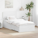 Bed Frame with Headboard White 90 x 200 cm Engineered Wood 3412418