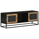 TV Cabinet 110x30x40 cm Solid Wood Mango and Iron 353889