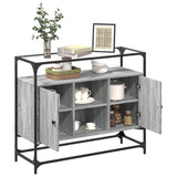 Sideboard with Glass Top Grey Sonoma 98x35x81 cm Engineered Wood 846072