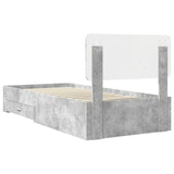 Bed Frame with Drawer Concrete Grey 90 x 190 cm Engineered Wood 3412430