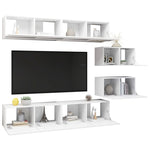 ZNTS 6 Piece TV Cabinet Set White Engineered Wood 3078726