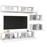 6 Piece TV Cabinet Set White Engineered Wood 3078726