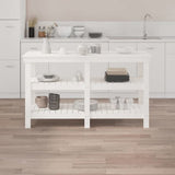 Work Bench White 142.5x50x80 cm Solid Wood Pine 823650