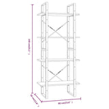 4-Tier Book Cabinet Grey Sonoma 60x30x140 cm Engineered Wood 821310