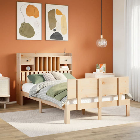 ZNTS Bookcase Bed without Mattress 120x200cm Solid Wood Pine 3322690