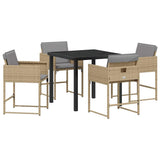 Garden Dining Set with Cushion 5 pcs Beige Poly Rattan 3380028