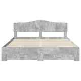 Bed Frame Concrete Grey 200 x 200 cm Engineered Wood 3413155