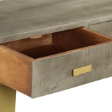 Console Table Solid Mango Wood Grey with Brass 110x35x76 cm 246682