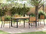 Garden Dining Set 5 pcs Black and Brown Poly Rattan 3365472