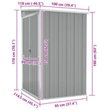 Wall-mounted Garden Shed Grey 118x100x178 cm Galvanised Steel 316218