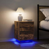 ZNTS Bedside Cabinet with LED Lights Smoked Oak 38x34x50 cm 861291