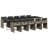 Garden Dining Set Grey PE rattan 10-seater Collapsible 3211112