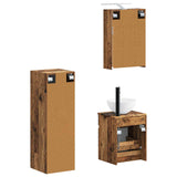 Bathroom Furniture Set 4 pcs Old Wood Engineered Wood and Glass 3407469