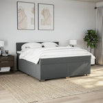 ZNTS Box Spring Bed with Mattress Dark Grey 180x200 cm Fabric 3285968