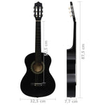 ZNTS 8 Piece Classical Guitar Beginner Set Black 1/2 34" 70127