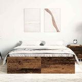 Bed Frame without Mattress Old Wood 135x190 cm Engineered Wood 3329315