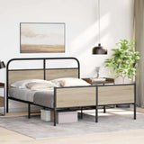 Metal Bed Frame without Mattress Smoked Oak 180x200 cm Super King 3318674
