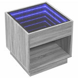 ZNTS Bedside Table with Infinity LED Grey Sonoma 50x50x50 cm 3284089