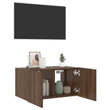 TV Wall Cabinet with LED Lights Brown Oak 60x35x31 cm 837279