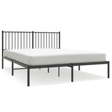 Metal Bed Frame without Mattress with Headboard Black 150x200cm 350866