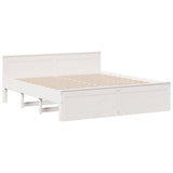 Bed Frame without Mattress with Headboard White 180x200 cm Super King Solid Wood Pine 3308757