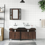 ZNTS 3 Piece Bathroom Cabinet Set Brown Oak Engineered Wood 3214729