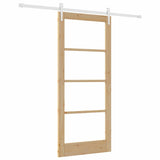 Sliding Door Natural 86 x 198.5 cm Solid Pine Wood and Glass 3332423