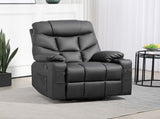 Manual Reclining Chair, Recliner Armchair with Swivel, Faux Leather, Footrest, Cup Holders, T3398P344109