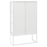 335884 Highboard White 80x35x135 cm Steel and Tempered Glass