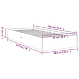 Bed Frame without Mattress White Solid Wood 90x190 cm Single Single 820068