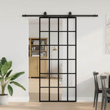 Sliding Door with Hardware Set Black 90x205 cm ESG Glass 3375794